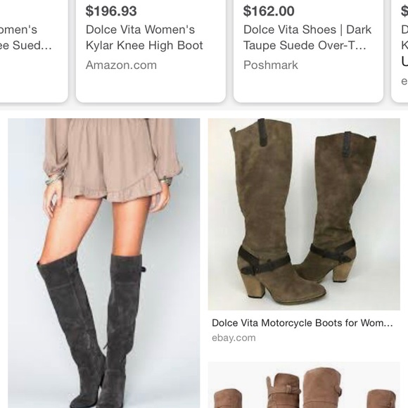 Dolce V. Tan Suede Over the Knee Boots Wood Heel 8 - Picture 6 of 8